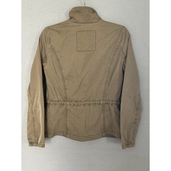 Y2K Hollister Womens Large Army Green Brown Military Utility Jacket Distressed - Picture 5 of 12